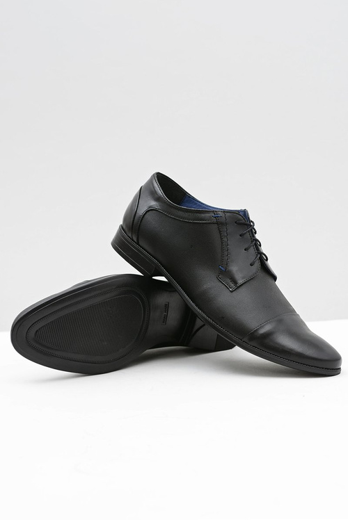 Чоловічі шкіряні ділові чорні півчеревики Leopoldo