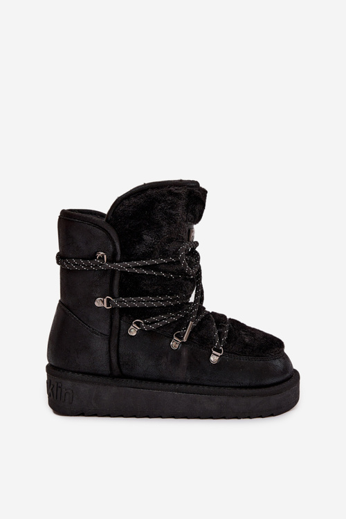 Жіночі зимові чоботи на платформі з хутром D.Franklin DFSH37005 Чорні