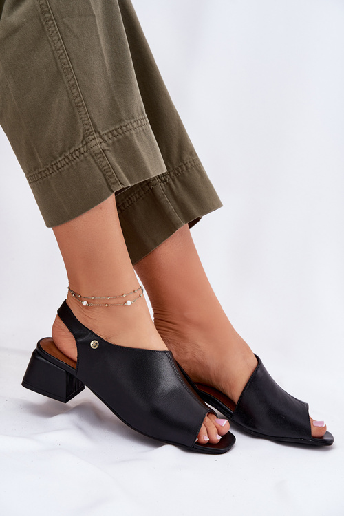 Шкіряні Жіночі Сандалі На Блоці Maciejka 06975-01 Чорні