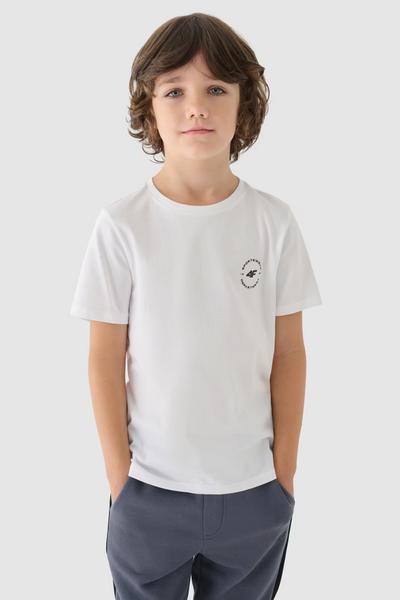 Гладка бавовняна футболка для хлопчиків Regular White 4FJWAW24TTSHM1859-10S