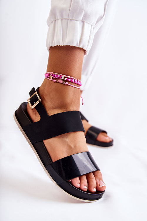 Чорні гумові сандалі на платформі Kathia