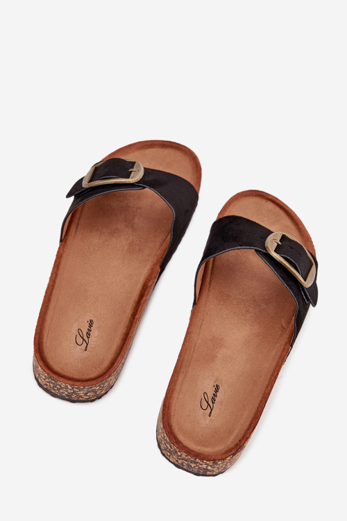 Жіночі Сандалі З Пряжкою На Корковій Платформі Чорні Zavira