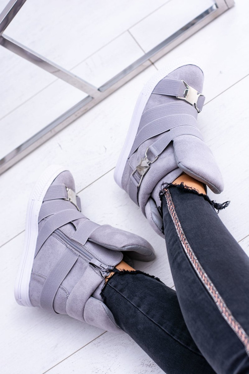 Сірі замшеві кросівки на платформі Lu Boo