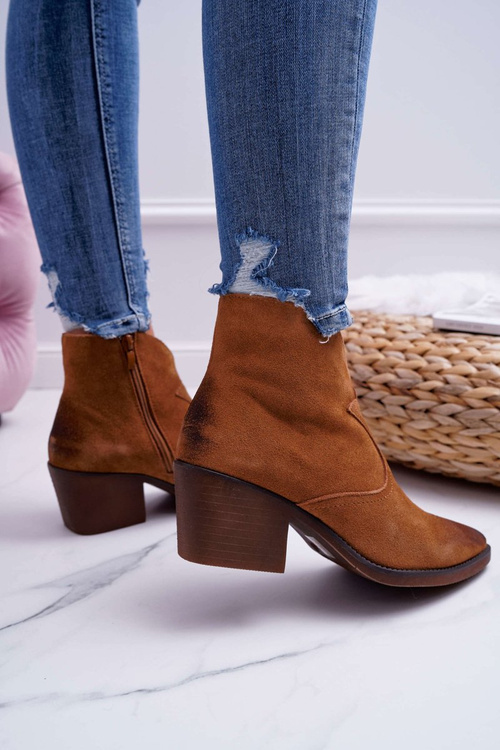 Жіночі верблюжі замшеві ковбойські чоботи Barski 1638