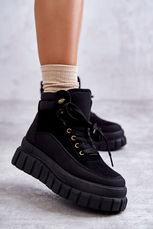 Зручні черевики на платформі Sanchio чорного кольору