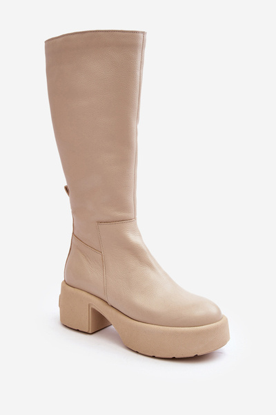 Шкіряні жіночі чоботи Lemar Light Beige Malayah