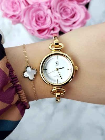 Розкішний жіночий годинник із золотим мегабраслетом