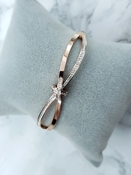 Жіночий сталевий браслет Zircons Pink Gold Seri