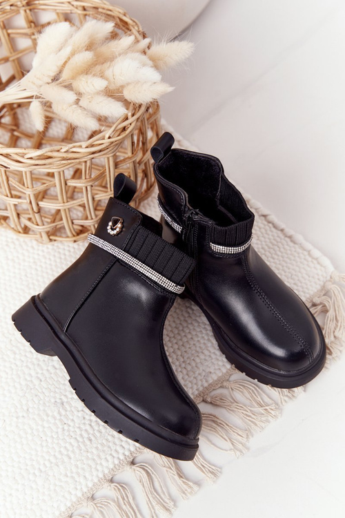 Чоботи дитячі з паєтками Чорні іриски