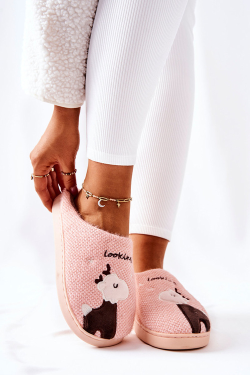 Зігріваючі тапочки з оленями світло-рожевого кольору Jilly