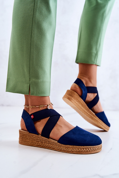 Замшеві жіночі еспадрільї Big Star JJ276037 Темно-сині