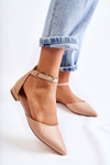Жіночі шкіряні босоніжки-балетки в бежевому кольорі Caprise