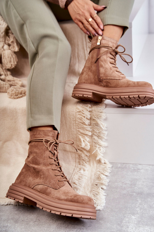 Жіночі замшеві чоботи на зав'язках Camel Afra
