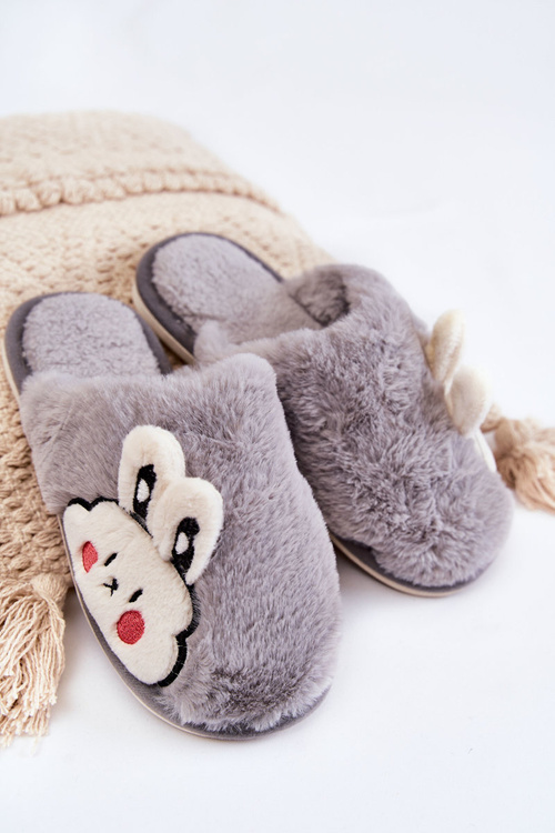 Жіночі хутряні тапочки з кроликом Грей Тріша