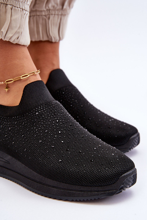 Жіночі кросівки зі стразами Чорні Gianni