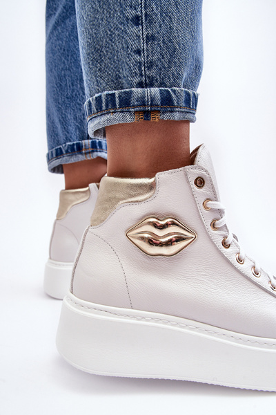 Жіночі високі кросівки на блискавці Lemar White Katerin