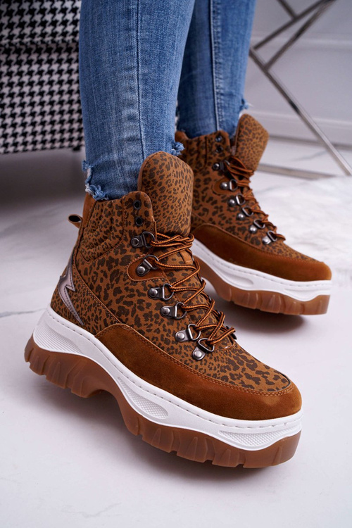 Жіноче трекінгове взуття Trappers Leopard Greem