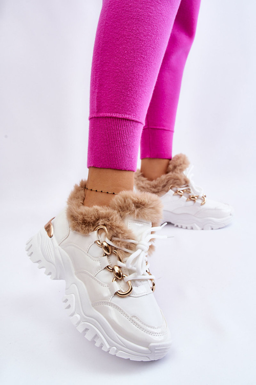 Жіночі утеплені спортивні черевики на шнурівці білі Kerberos