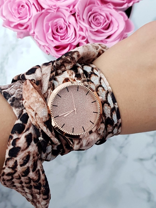 Жіночий годинник Michael John Etna On Ribbon Pink Gold Brocade