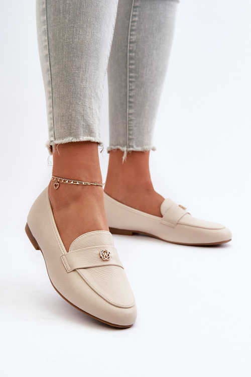 Жіночі лофери на плоскій підошві бежеві Sylvaine