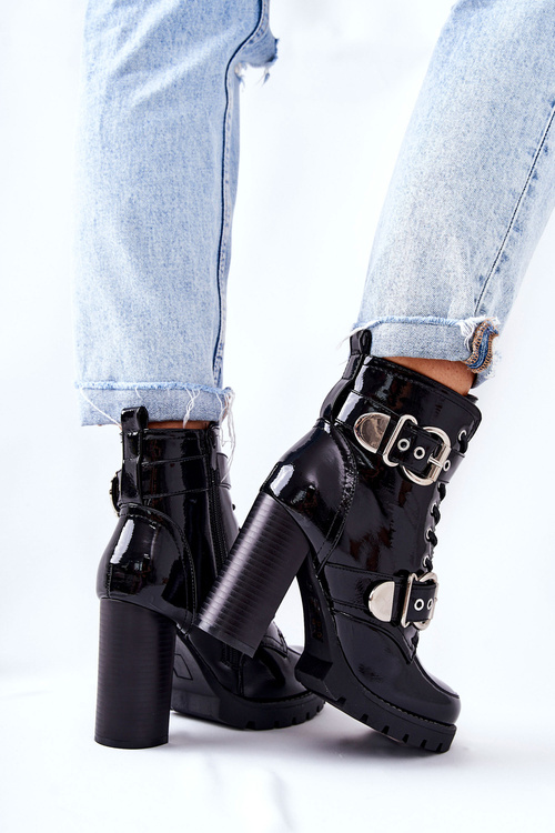 Блискучі чорні черевики з пряжкою Flaris