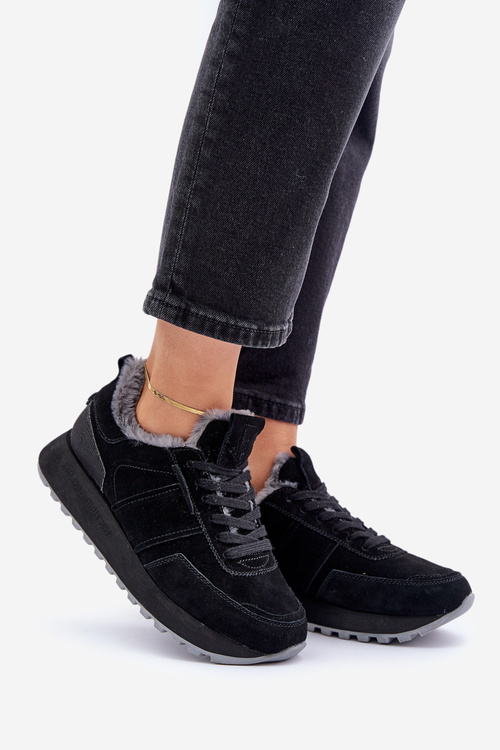 Жіночі Кросівки З Пухом І Блискучим Елементом Big Star OO274580 Чорні