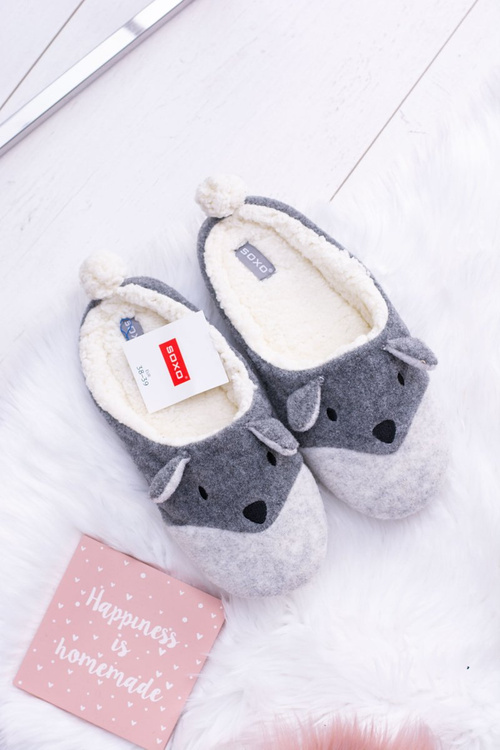 Жіночі домашні тапочки SOXO Animals A Grey