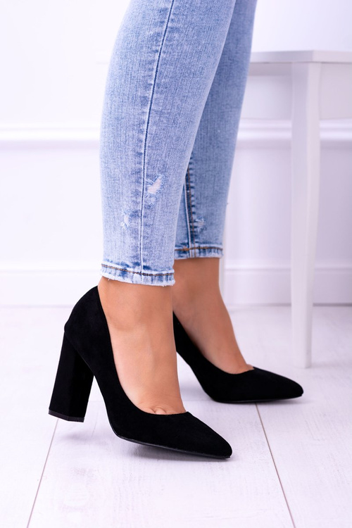 Замшеві жіночі чорні туфлі на шпильці Celine