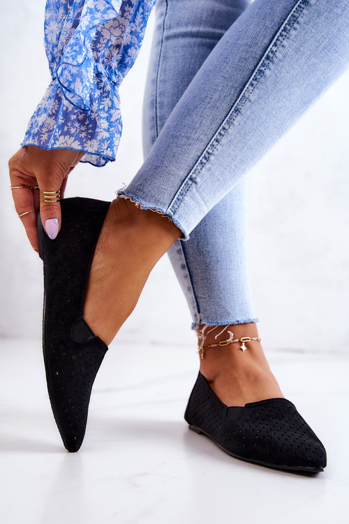 Жіночі ажурні балетки Сліпони Black Rosario