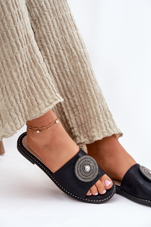 Жіночі Плоскі Сандалі З Декором S.Barski KV51-013 Чорні