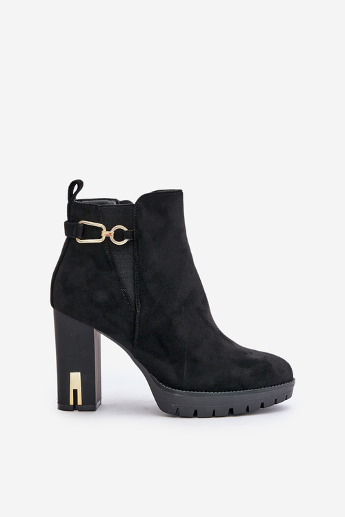 Теплі жіночі ботильйони на високому каблуці Чорні Terisanna