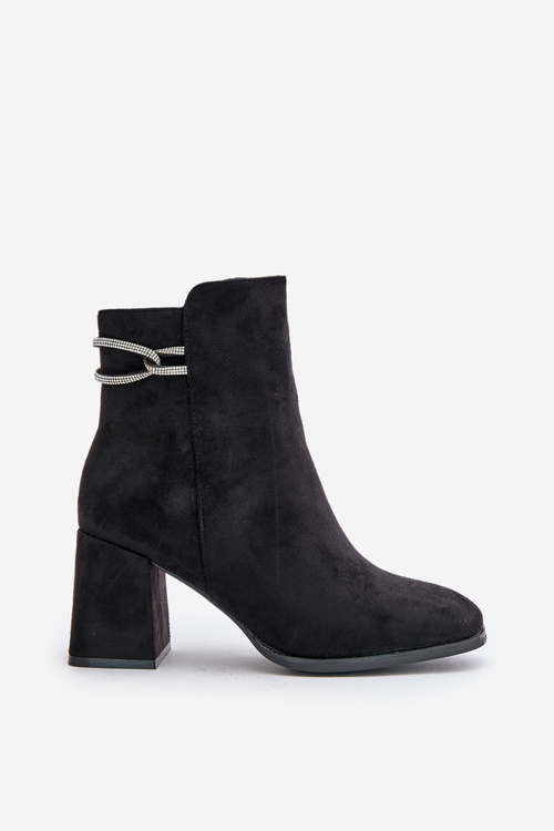 Утеплені жіночі чоботи на підборах Еко замшеві чорні Saivia