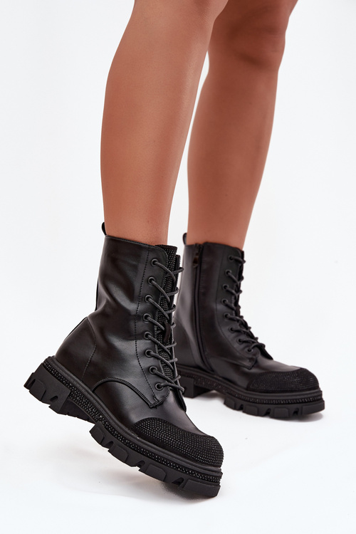 Жіночі робочі чоботи з підкладкою з оздобленням S.Barski HY42-982 Чорні