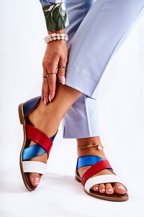 Шкіряні босоніжки на зав'язках Blue Apulia