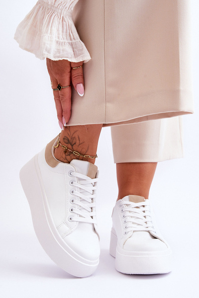 Спортивне взуття на масивній платформі біло-бежевий Boneti