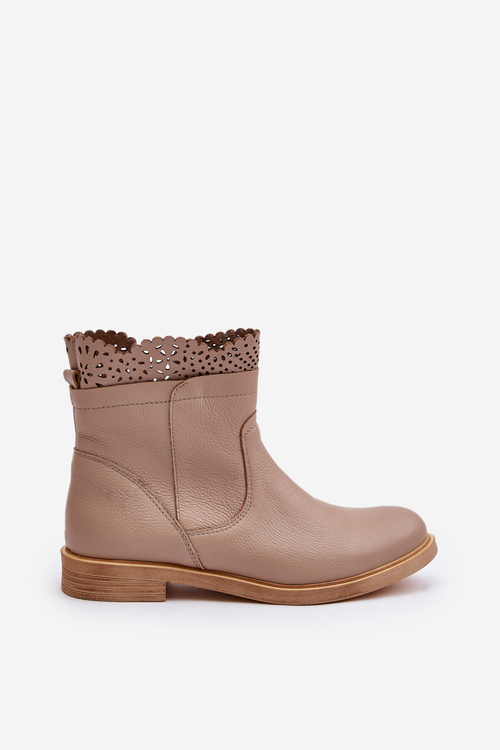 Низькі жіночі ботильйони на плоскій підошві Lewski 3624 Beige