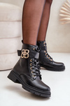 Чоботи жіночі утеплені з золотим декором Black Nealithra