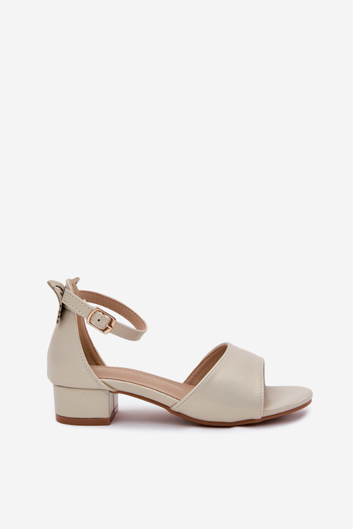 Блискучі дівочі сандалі на низькому каблуці золоті Ainare