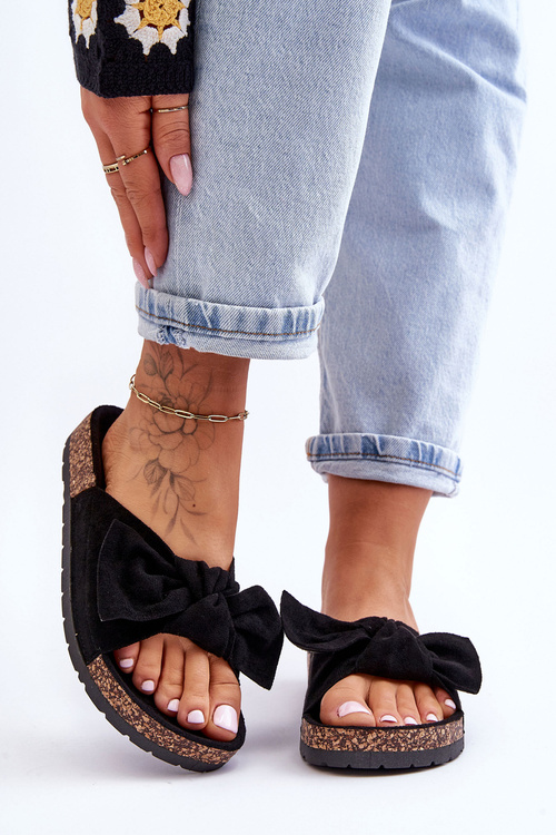Чорні жіночі шльопанці Wendy Cork Sole