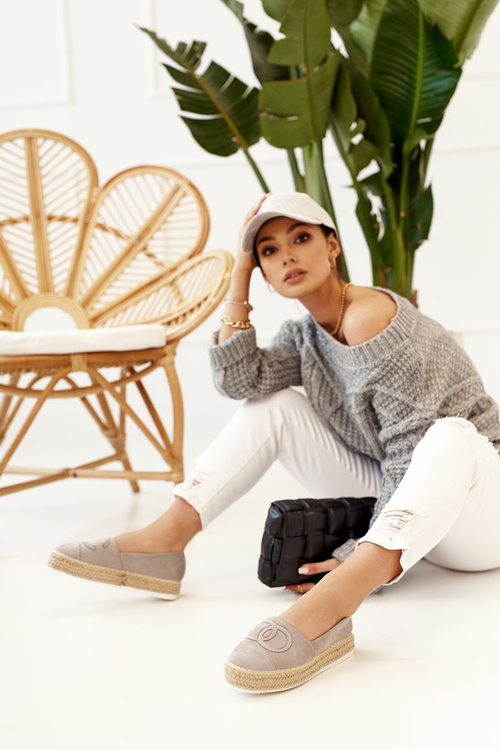 Жіночі еспадрільї на солом'яній платформі сірі фебі