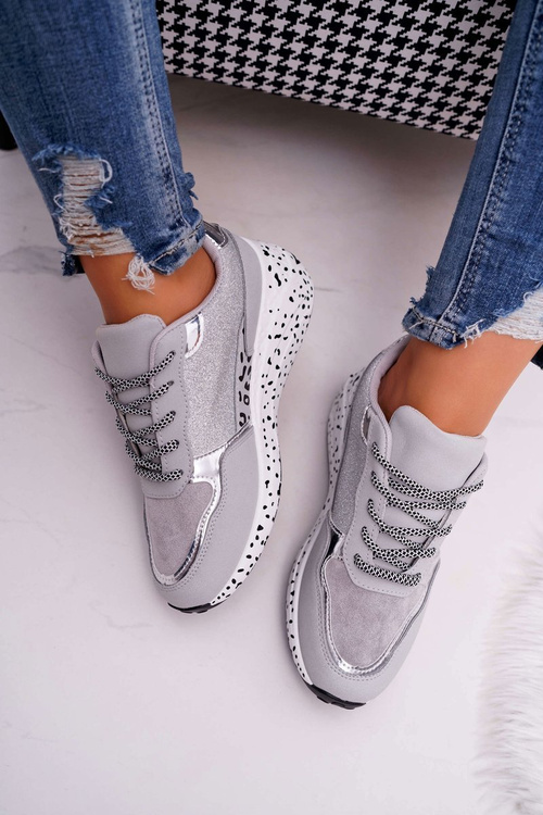 Спортивне жіноче взуття на товстій підошві сіре Nokien