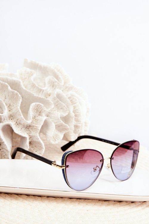 Жіночі сонцезахисні окуляри зі вставками з парчі UV400 чорно-золоті