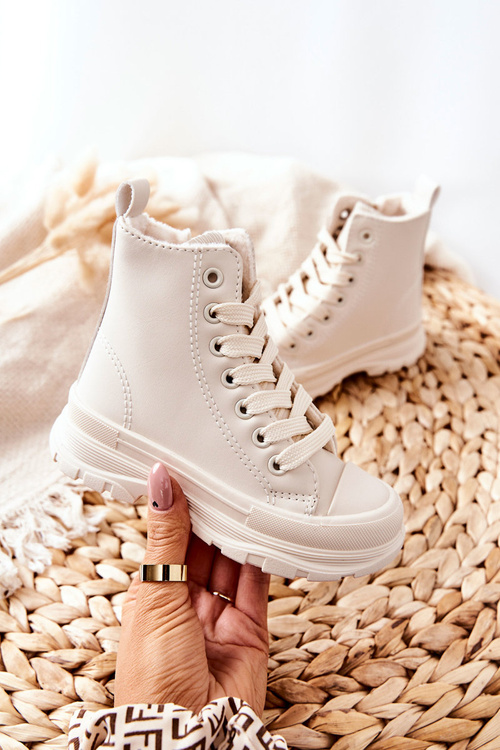 Дитячі шкіряні утеплені кросівки Bomi світло-бежеві