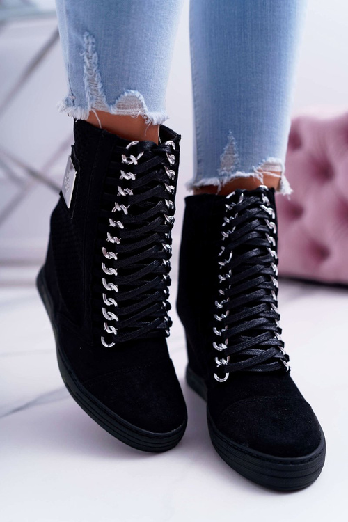 Жіночі ажурні замшеві кросівки Lu Boo Black Clamma