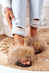 Тапочки з натуральним хутром Бежеві Ельза