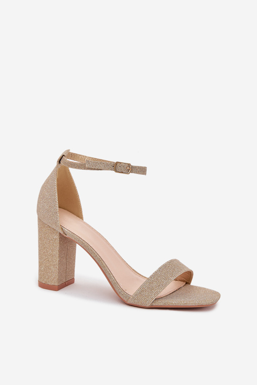 Блискучі Жіночі Сандалі На Каблуку Золоті Kavina