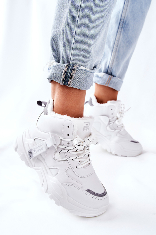 Жіночі утеплені зимові черевики Кросівки білі Kaphia