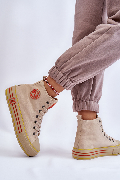 Жіночі високі текстильні кросівки на платформі Big Star LL274187 бежевого кольору