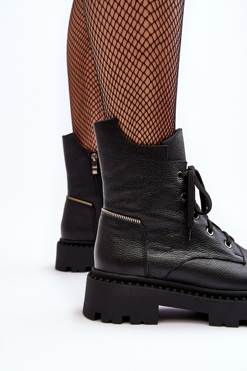 Жіночі шкіряні черевики Trapper на блискавці Zazoo 949P чорні