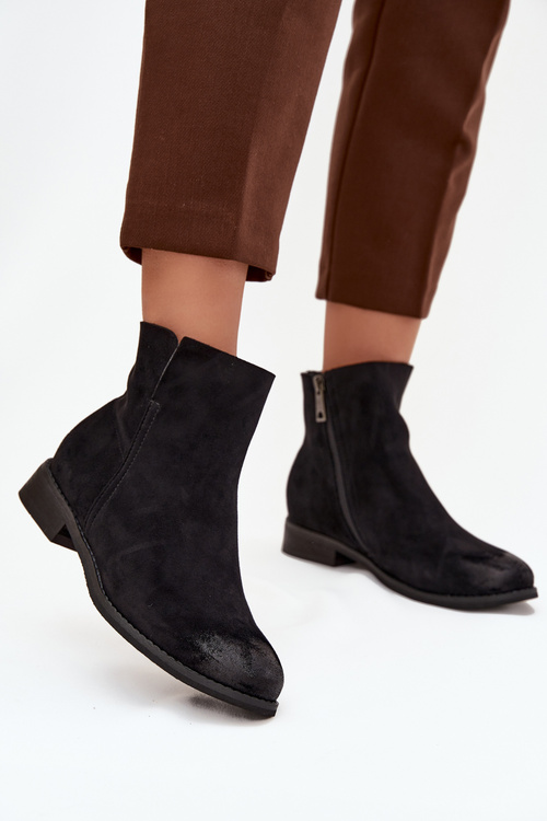 Жіночі чоботи на плоскому каблуці Vinceza 39961 Чорні